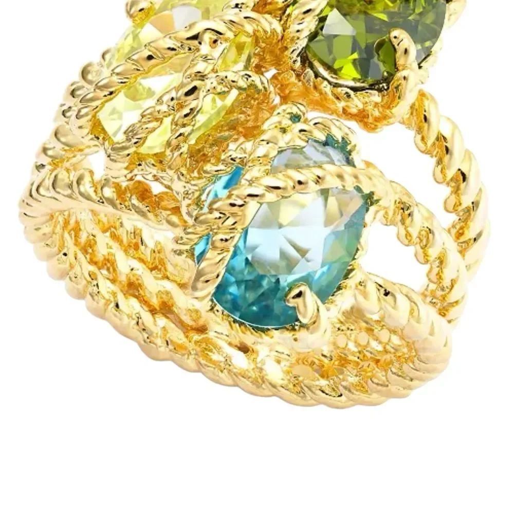 Charter Club Gold tone Multi-Crystal Ring Size 6